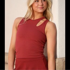 NWT Tiger Friday ribbed cutout Tank Top in brick red size child large
